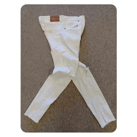 Zara Man ZMDC Skinny Raw Hem Distressed White Stretch Jeans Size 30 - Picture 3 of 9